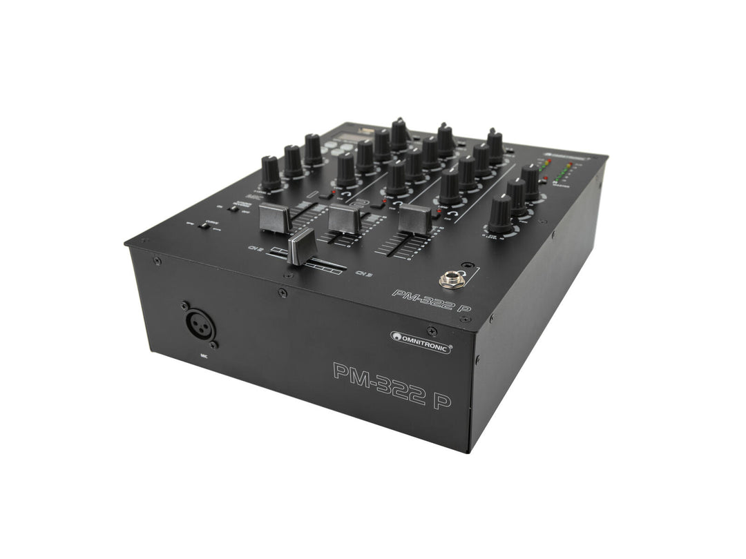 OMNITRONIC PM-322P 3-kanals DJ-mikser med Bluetooth og USB-spiller
