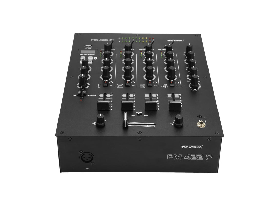 OMNITRONIC PM-422P 4-kanals DJ-mikser med Bluetooth og USB-spiller