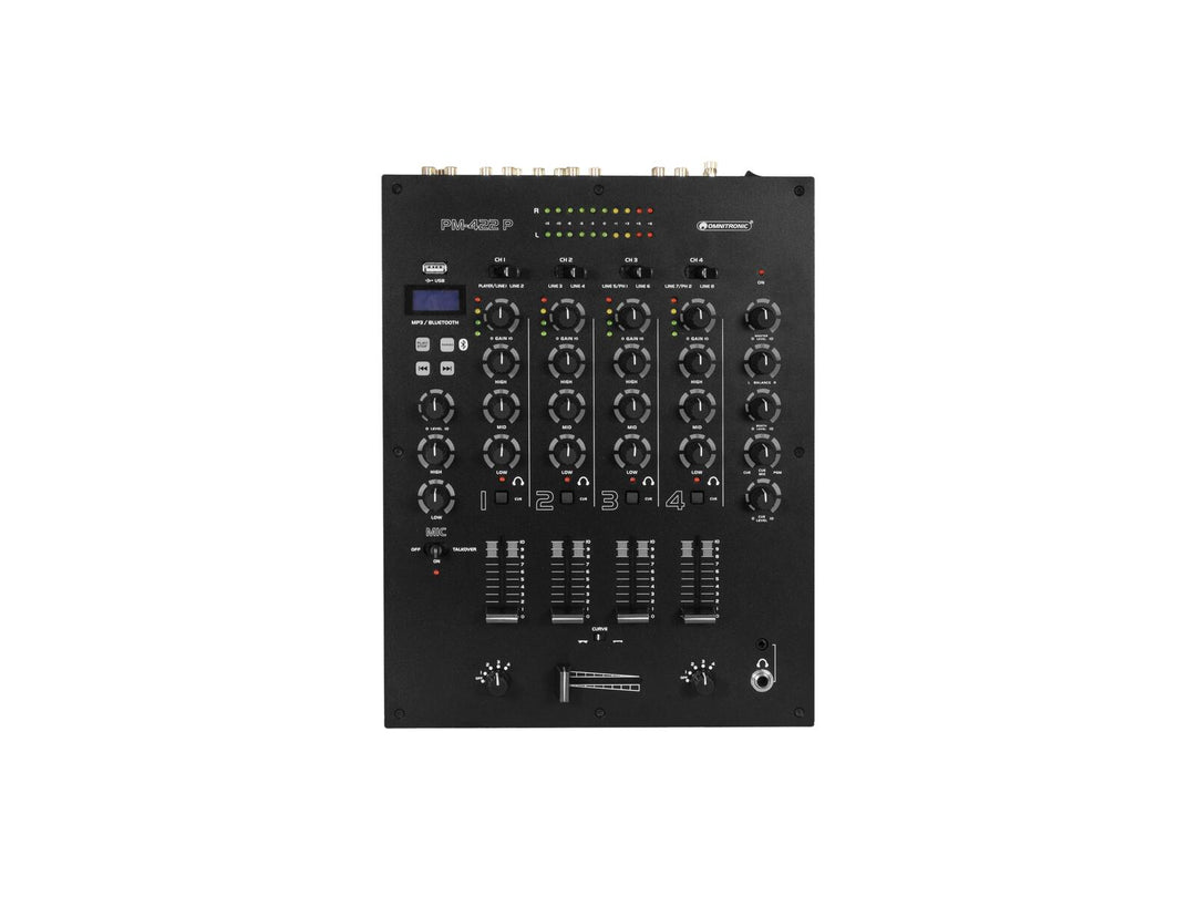 OMNITRONIC PM-422P 4-kanals DJ-mikser med Bluetooth og USB-spiller