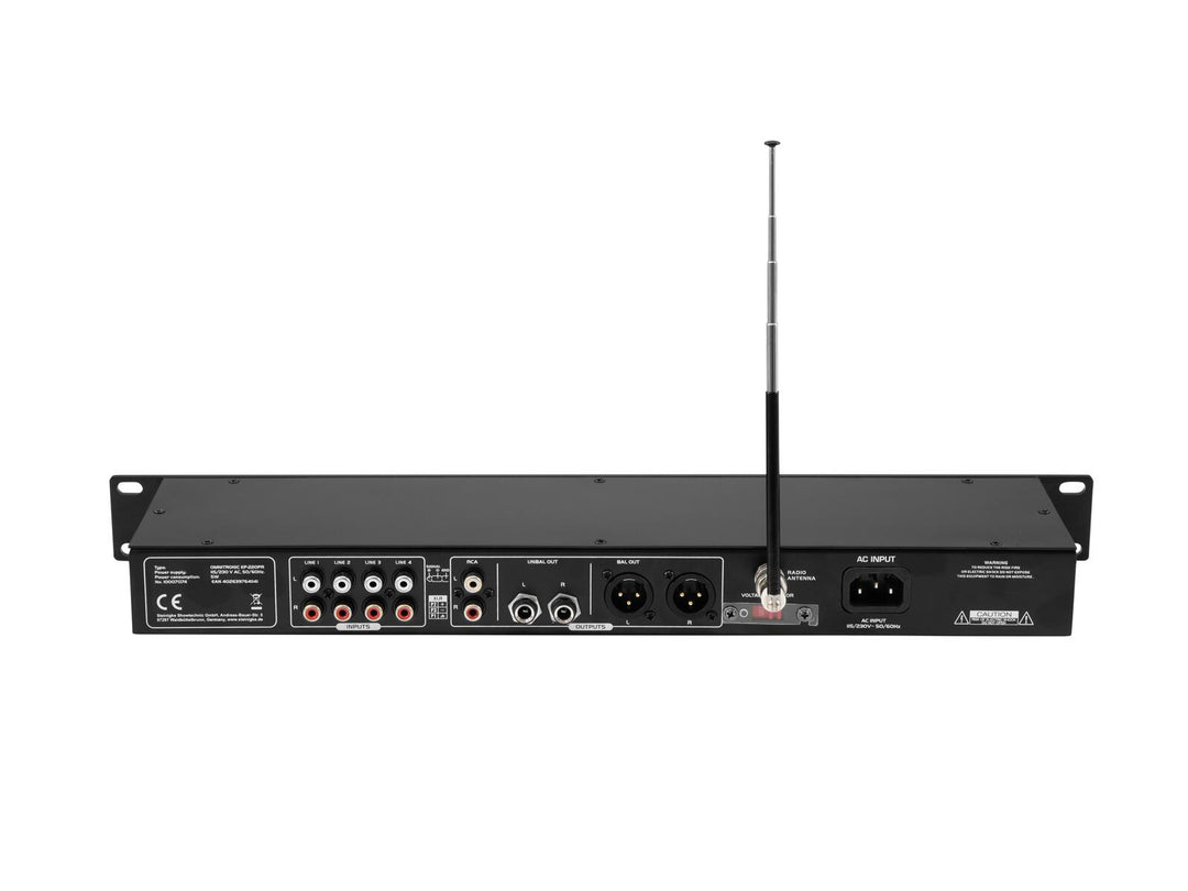 OMNITRONIC EP-220PR forforsterker med MP3-spiller og FM-radio