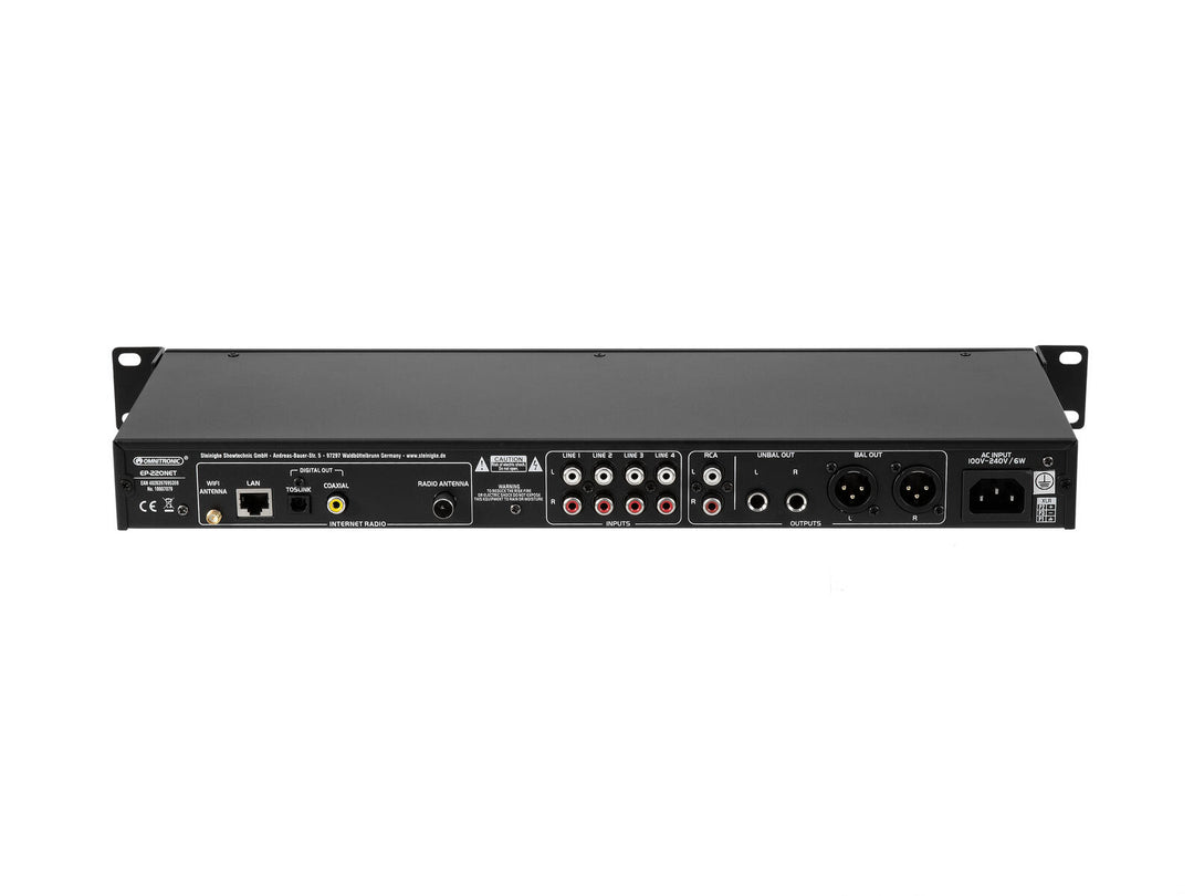 OMNITRONIC EP-220NET Forforsterker med Internet Radio, DAB+ og Bluetooth
