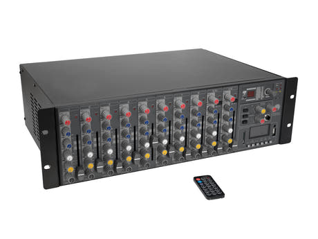 OMNITRONIC RM-1422FXA USB-rackmikser med effektforsterker