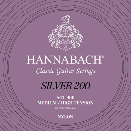 Hannabach strenger for klassisk gitar Serie 900 Medium/High Tension Silver 200 - sett medium høy (900MHT)