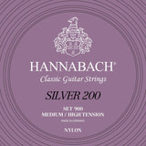 Hannabach strenger for klassisk gitar Serie 900 Medium/High Tension Silver 200 - sett medium høy (900MHT)