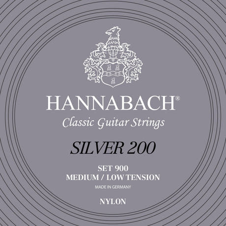 Hannabach strenger for klassisk gitar Serie 900 Medium/Low Tension Silver 200 - sett medium lav (900MLT)