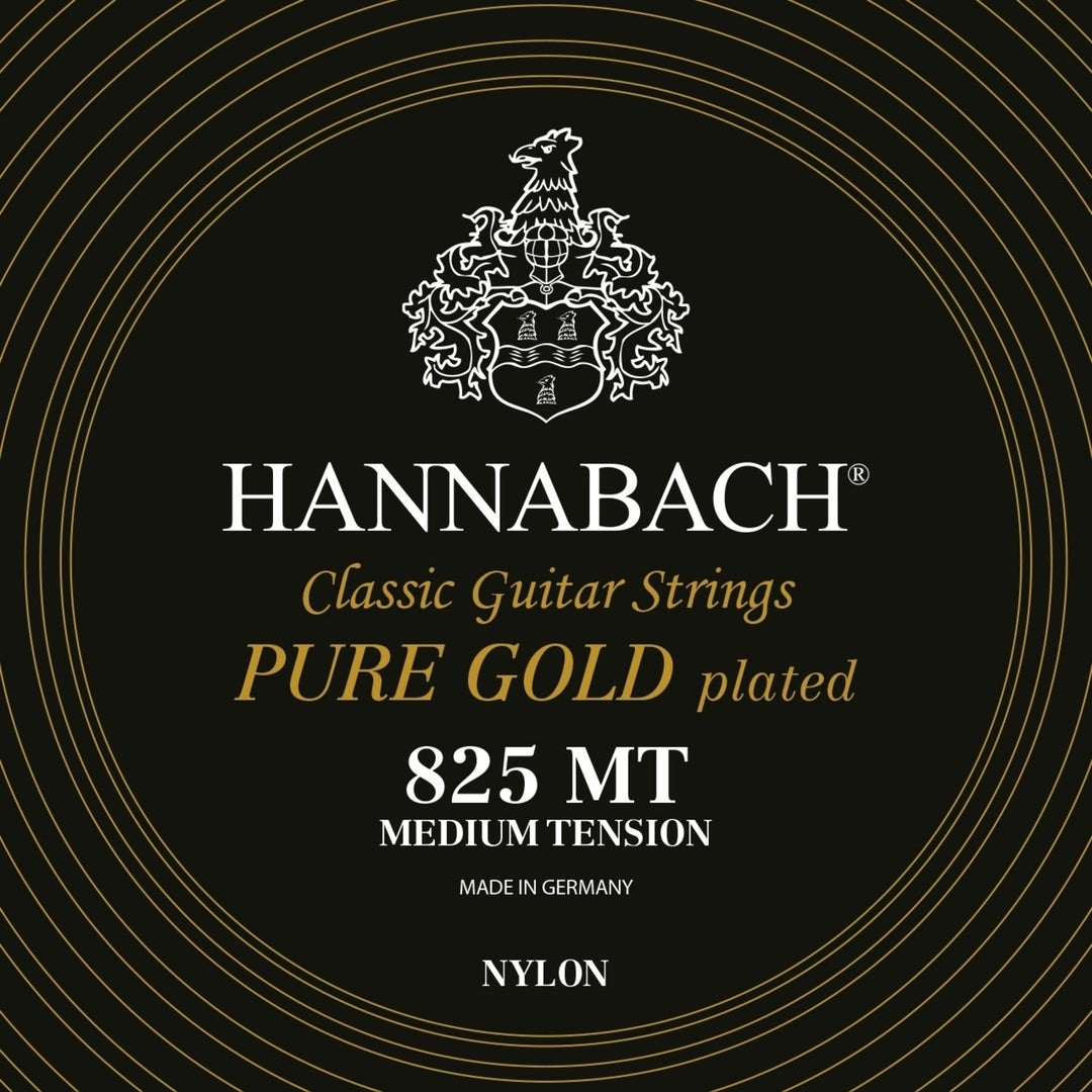 Hannabach strenger for klassisk Gitarer Serie 825 Medium tension specialized gold plated - Sett medium (8257MT)