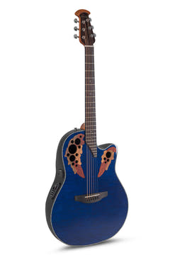 Ovation E-akustisk Gitarer Celebrity Elite Plus Mid Cutaway - Blue Transparent Quilt (CE44P-8TQ-G)
