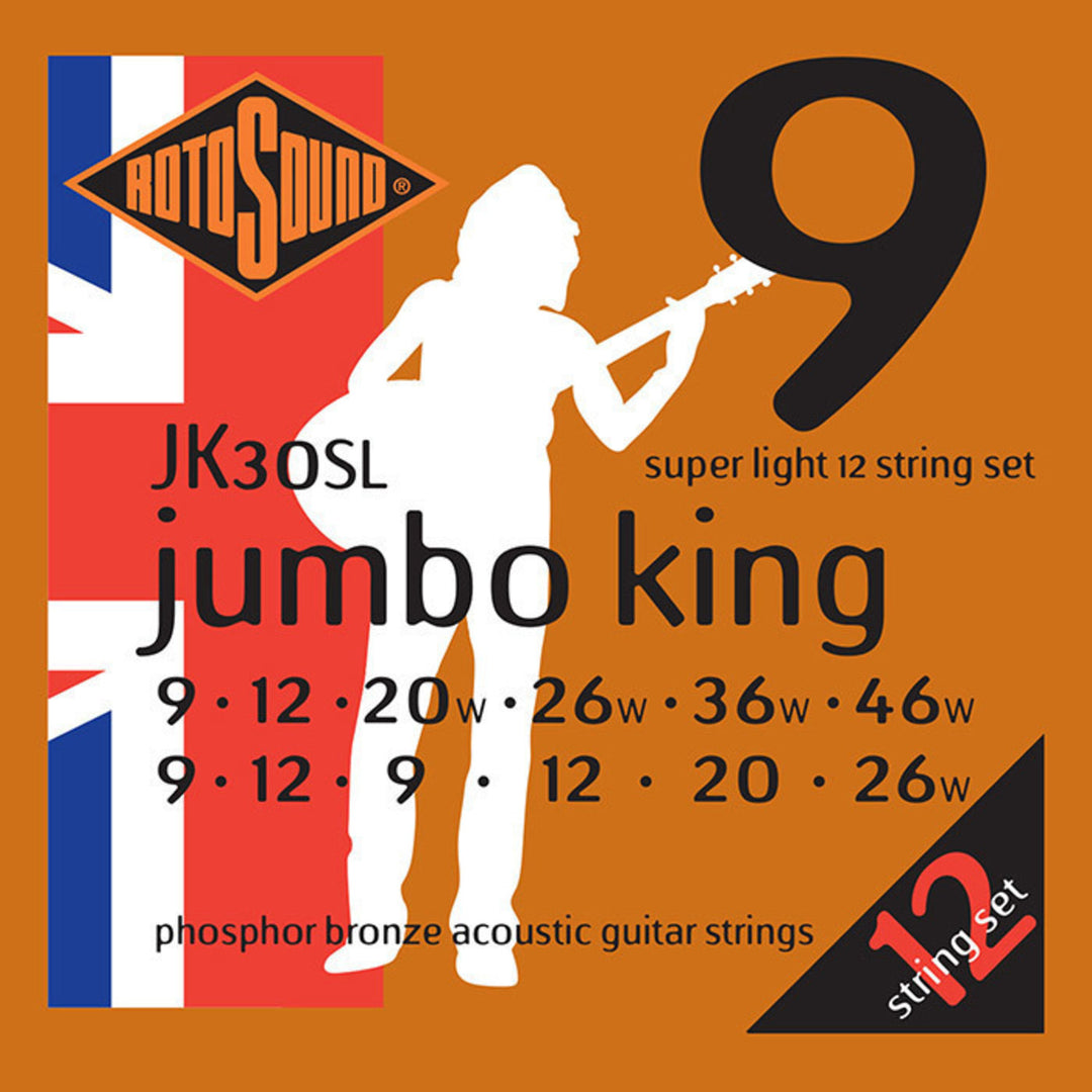 Rotosound Strenger til akustisk Gitarer Jumbo King - Sett 12-strengers superlette 9-46 (JK30SL)
