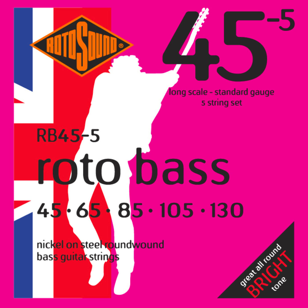 Rotosound E-bass-strenger Roto Bass - 5-strengers sett Nickel Standard 45-130 (RB45-5)