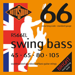 Rotosound E-bass-strenger Swing Bass 66 – sett 4-strengers ekstra lang Custom 45-105 (RS66EL)