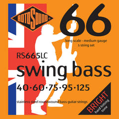 Rotosound E-bass-strenger Swing Bass 66 - Sett for 5-strengers rustfritt stål Medium 40-125 (RS665LC)
