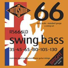 Rotosound E-bass-strenger Swing Bass 66 - sett 6-strengs rustfritt stål Standard 35-130 (RS666LD)