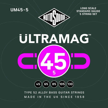 Rotosound elbass-strenger Ultramag - sett 5-strengers Standard 45-130 (UM45-5)