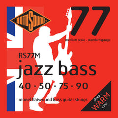 Rotosound Jazz Bass-strenger Jazz Bass 77 - Sett 4-strengs Medium 40-90 //Medium mensurlengde (30.5"/772mm to 32"/810mm) (RS77M)