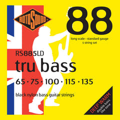 Rotosound elbass-strenger Tru Bass 88 - sett 5-strengs Long 65-135; Long scale: scale length (34"/860mm) - til medium (32"/810mm) (RS885LD)