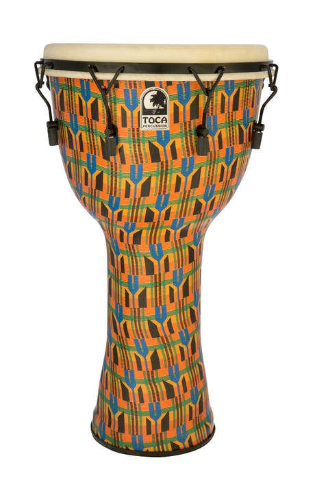 Toca Djembe Freestyle mekanisk stemt - Kente-stoff (SFDMX-14KB)
