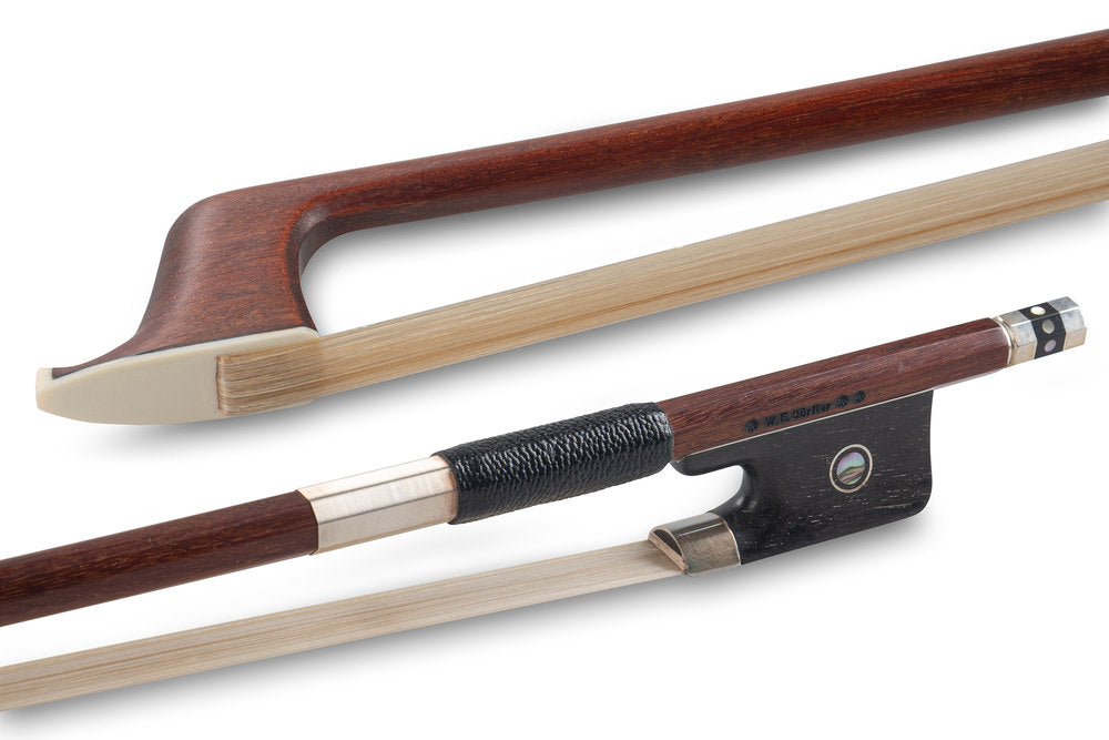 W. E. Dörfler cello-bue i pernambuco, rund stang, sølv