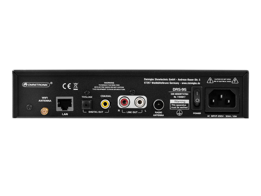 OMNITRONIC DRS-95 Internett-radio med DAB+ og Bluetooth