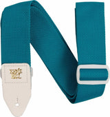 Ernie Ball 5349 PolyPro Gitarre Stropp Teal med Hvit Lær