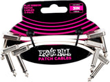 Ernie Ball EB-6384, Flat Patch Kabel 7.5 cm, Hvit 3-pack