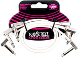 Ernie Ball EB-6386, Flat Patch Kabel Hvit 30cm, 3-Pack