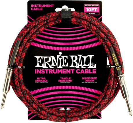 Ernie Ball 6394 Instrumentkabel 3 M (10 ft) - Svart & Rød
