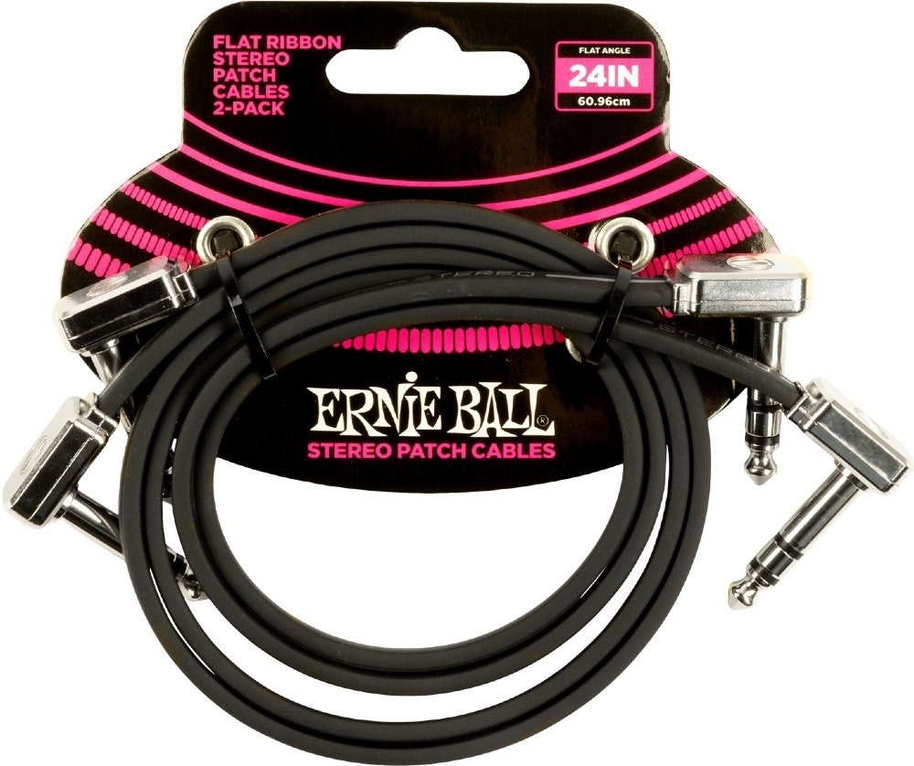 Ernie Ball-6406 Stereo (TRS) flat patchkabel, 60 cm. 2-pakning