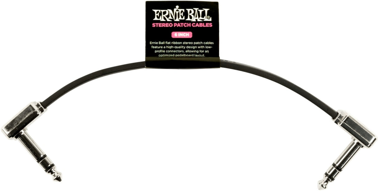 Ernie Ball-6408 Stereo (TRS) Flat Patchkabel, 15cm