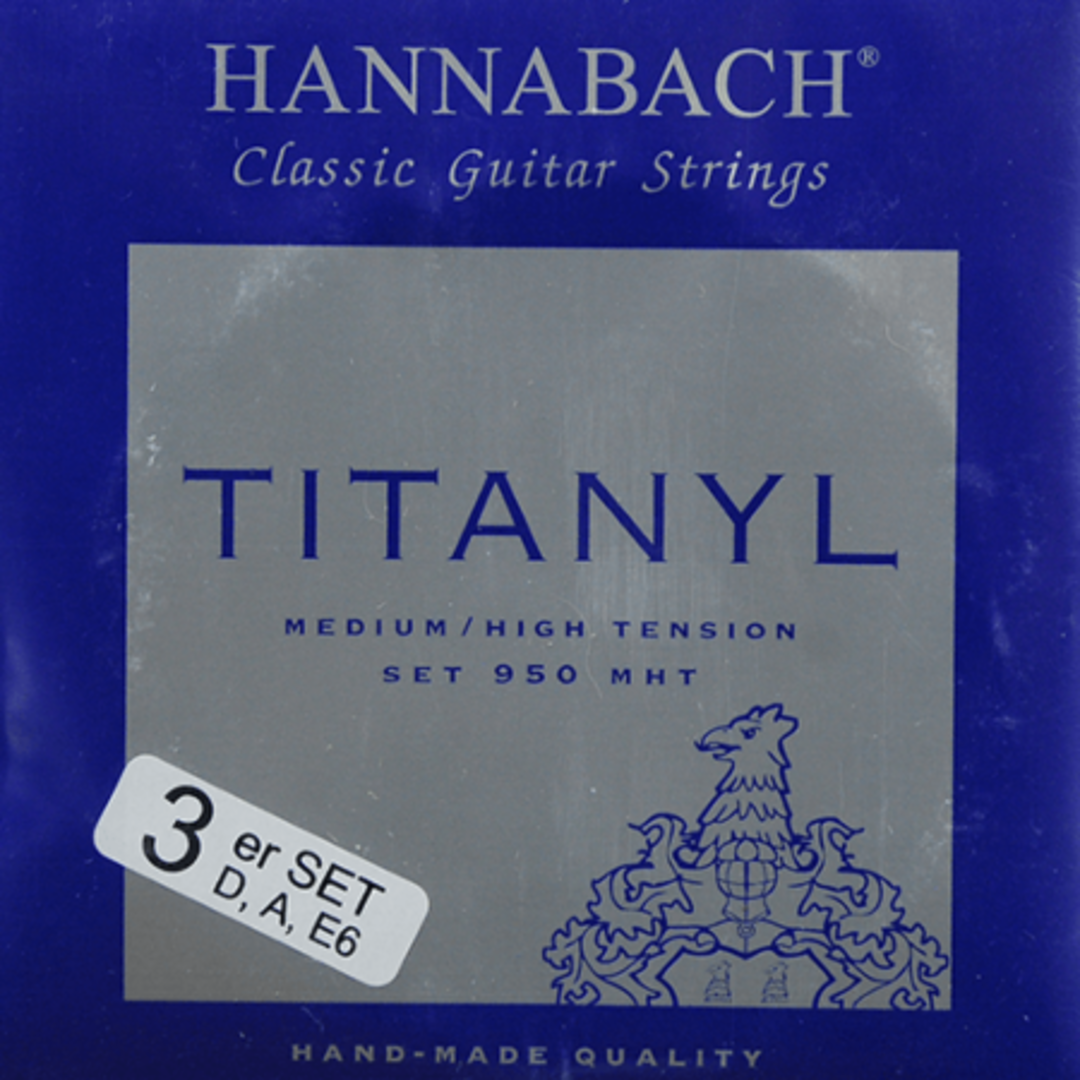 Hannabach strenger til klassisk gitar Serie 950 medium/høy spenning Titanyl - Sett med 3 bass (9507MHT)