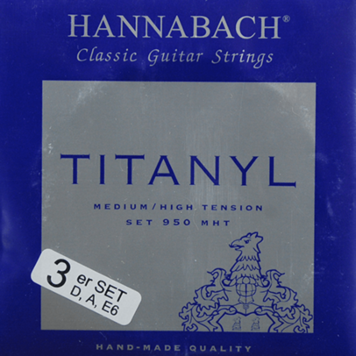 Hannabach strenger til klassisk gitar Serie 950 medium/høy spenning Titanyl - Sett med 3 bass (9507MHT)