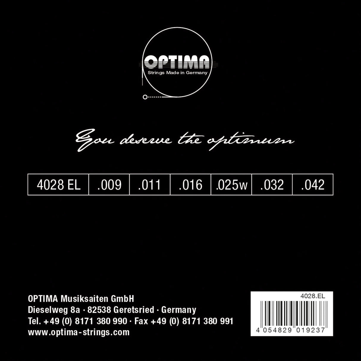 Optima strenger for el-gitar Chrome strings roundwound - sett (4028EL)
