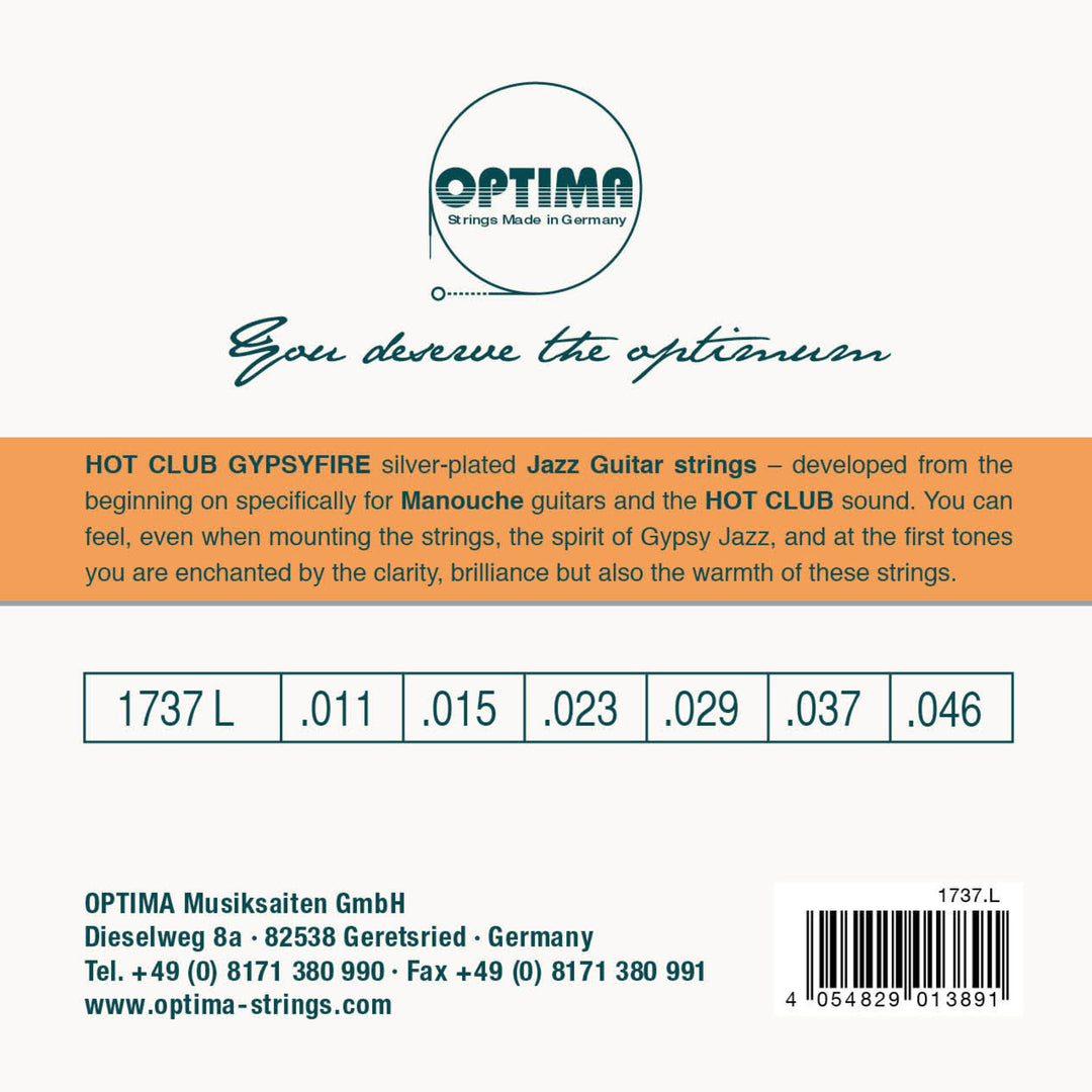 Optima strenger for akustisk gitar Hot Club Gypsyfire sølvbelagt - Sett (1737L)