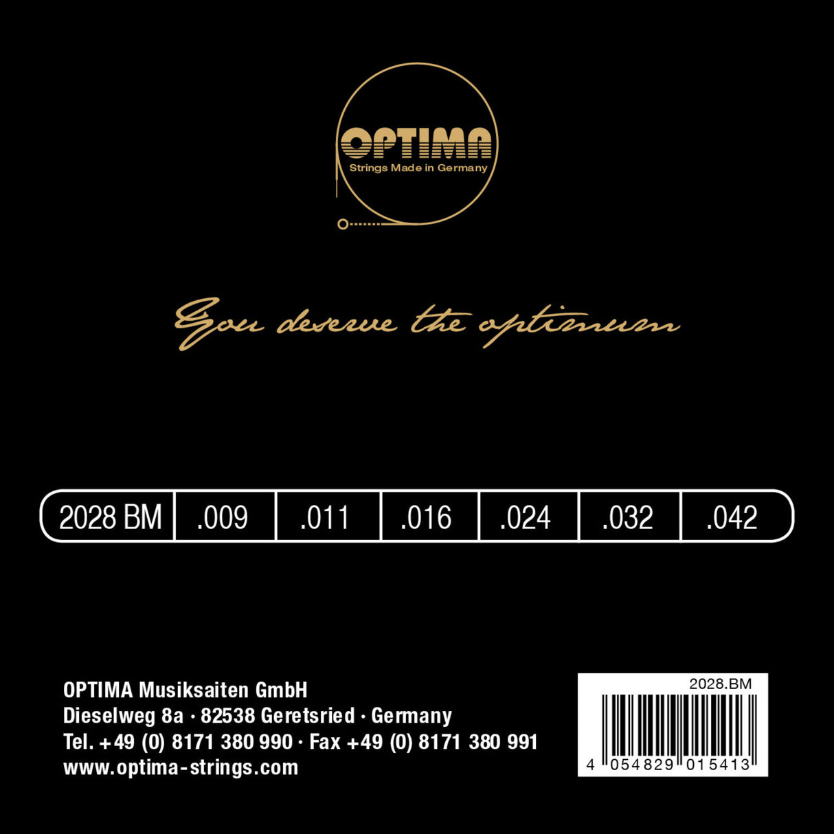 Optima strenger for elgitar Gold strings rundspunnet - Sett (2028BM)