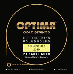 Optima E-bass-strenger Gold Strings rundviklede lang skala – sett 4-strengers medium (2399M)