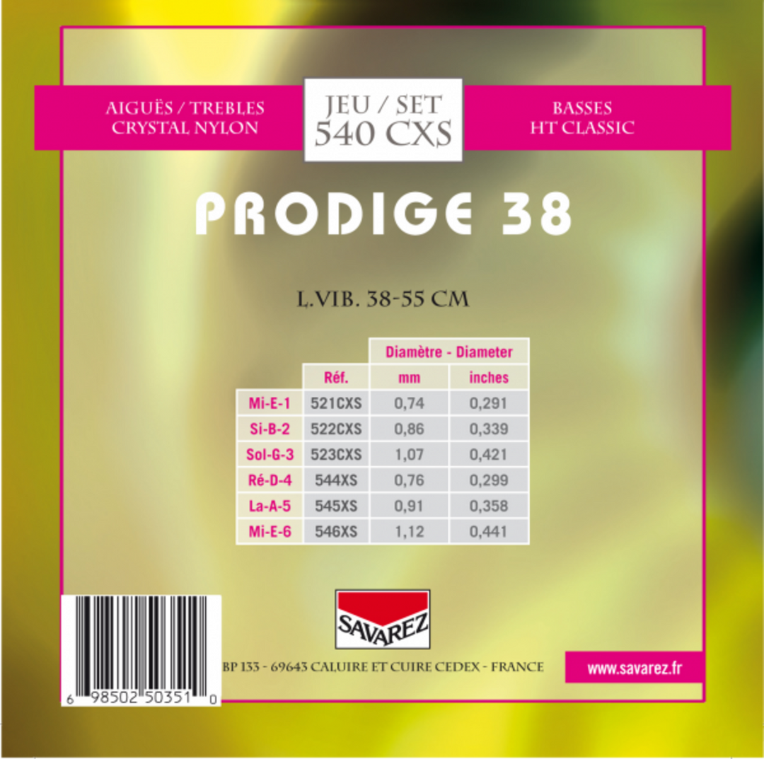Savarez strenger til klassisk gitar Prodige 38 barnegitar - 1/8-1/2 Nylon (540CXS)