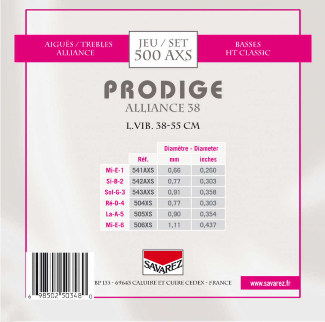 Savarez strenger til klassisk Gitarer Prodige 38 Barne-Gitarer - 1/8-1/2 Carbon (500 AXS)