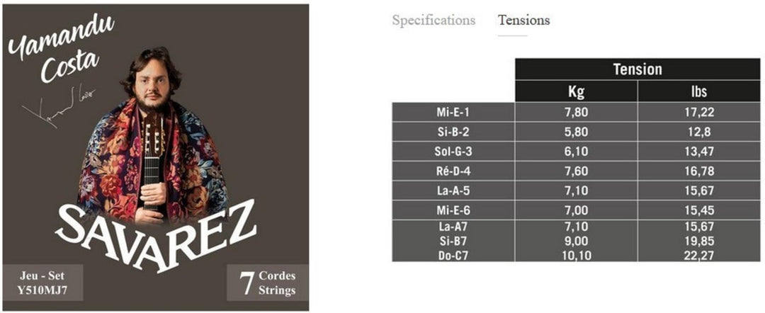 Savarez strenger for klassisk Gitarer YAMANDU COSTA 7-string - 7-string high tension (Y510MJ7)