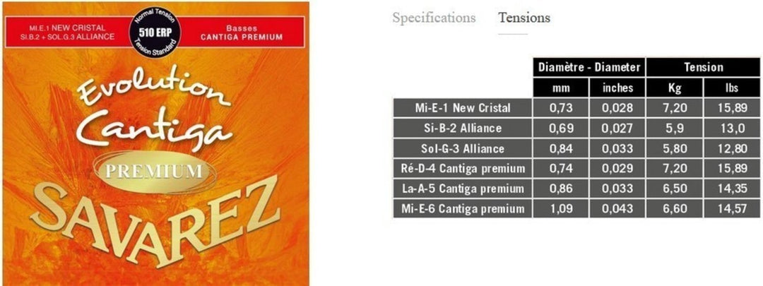 Savarez strenger for klassisk gitar Evolution Cantiga Premium - Sett 510ERP (normal/medium)