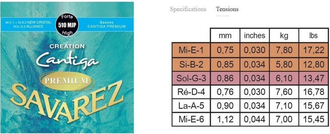 Savarez strenger for klassisk gitar Creation Cantiga Premium - sett høy (510MJP)