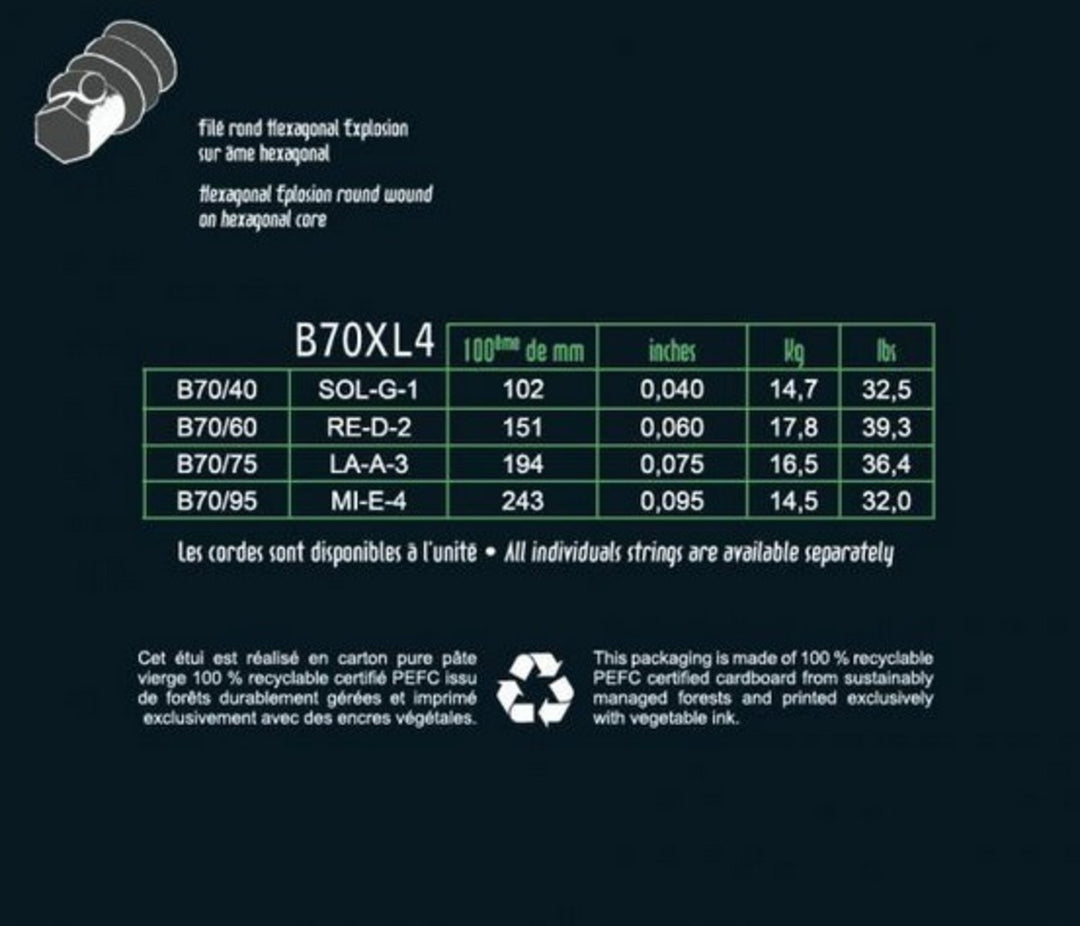 Savarez E-bass-strenger Hexagonal Explosion - 4-str. Ex-Light (B70XL4)