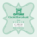 Optima Goldbrokat E-streng 3/4-fioliner, 0,28 mm, løkke