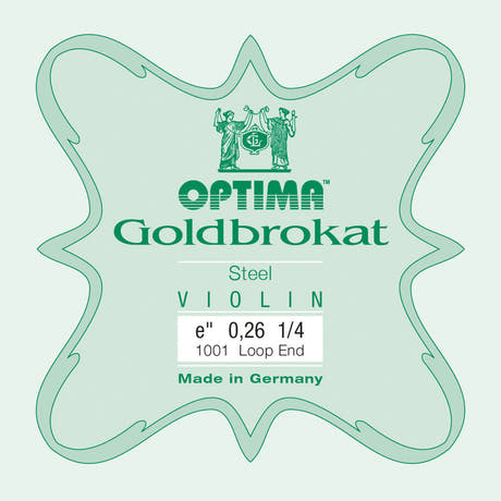 Optima Goldbrokat E-streng 1/4-fioliner, 0,26 mm, løkke