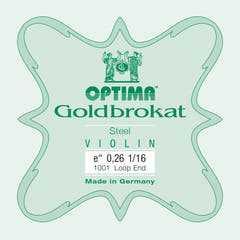 Optima Goldbrokat E-streng 1/16-fioliner, 0,26 mm, løkke