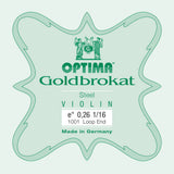 Optima Goldbrokat E-streng 1/16-fioliner, 0,26 mm, løkke
