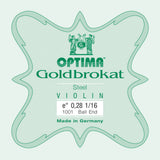 Optima Goldbrokat E-streng 1/16-fioliner, 0,28 mm, kule