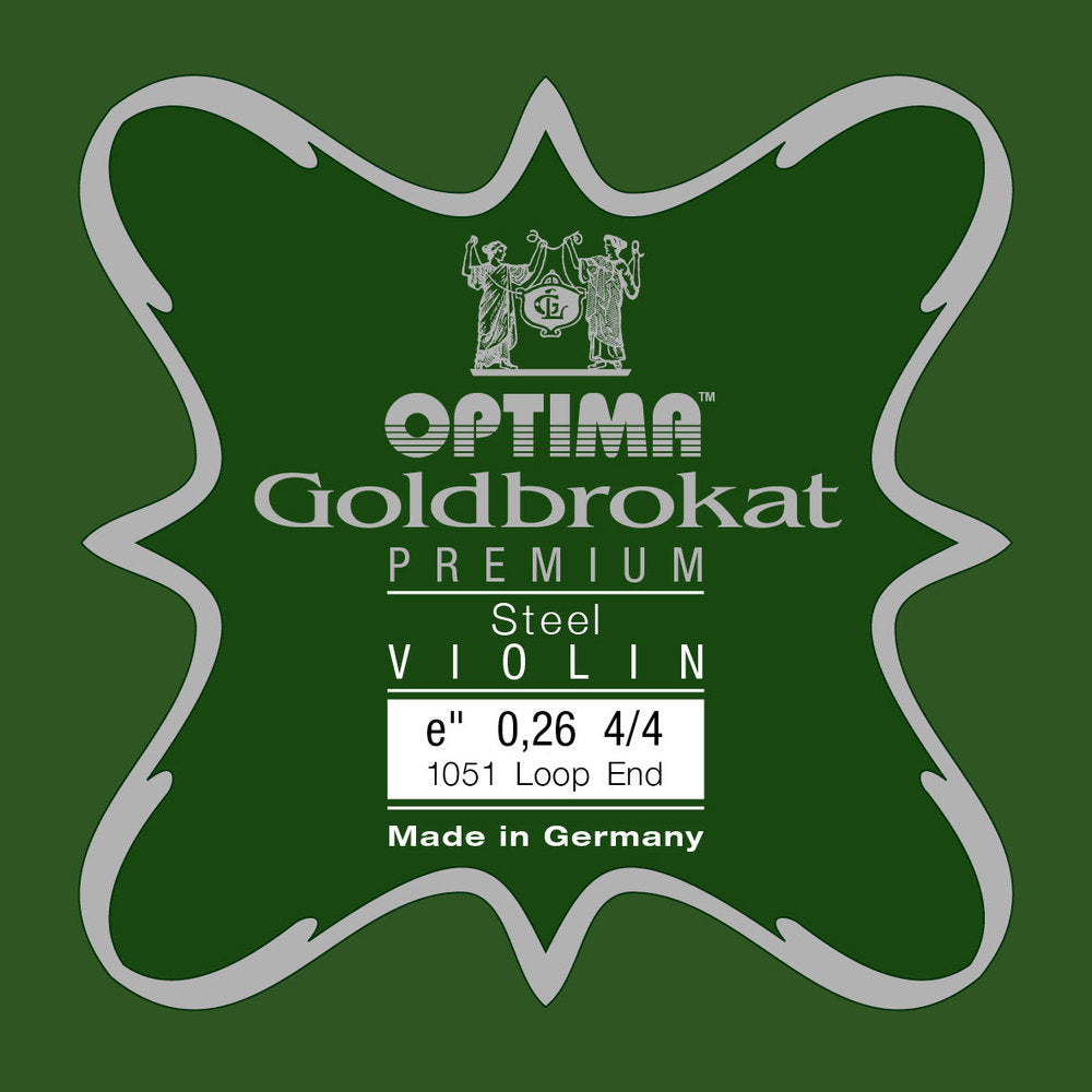 Optima Goldbrokat Premium E-streng 4/4-fiolin, 0,26 mm, løkke
