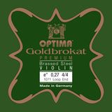 Optima Goldbrokat Premium Brassed E-streng 4/4-fiolin, 0,27 mm, løkke