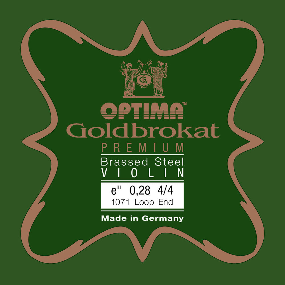 Optima Goldbrokat Premium Brassed E-streng 4/4-fioliner, 0,28 mm, løkke