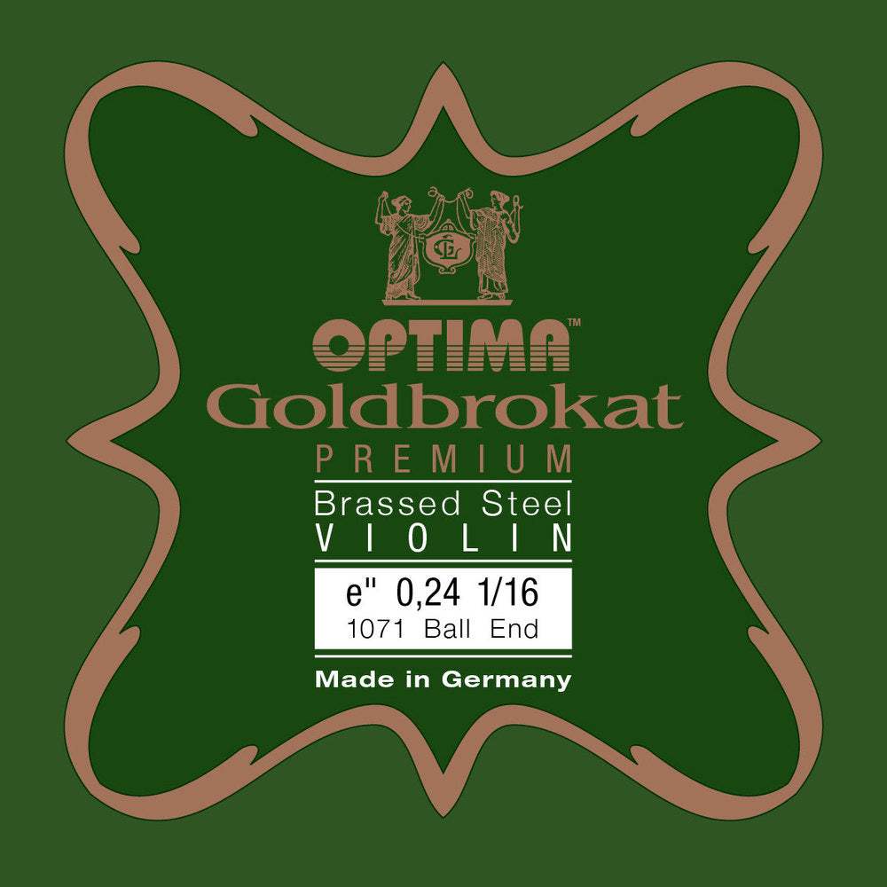 Optima Goldbrokat Premium Brassed E-streng til 1/16-fiolin, 0,24 mm, kule