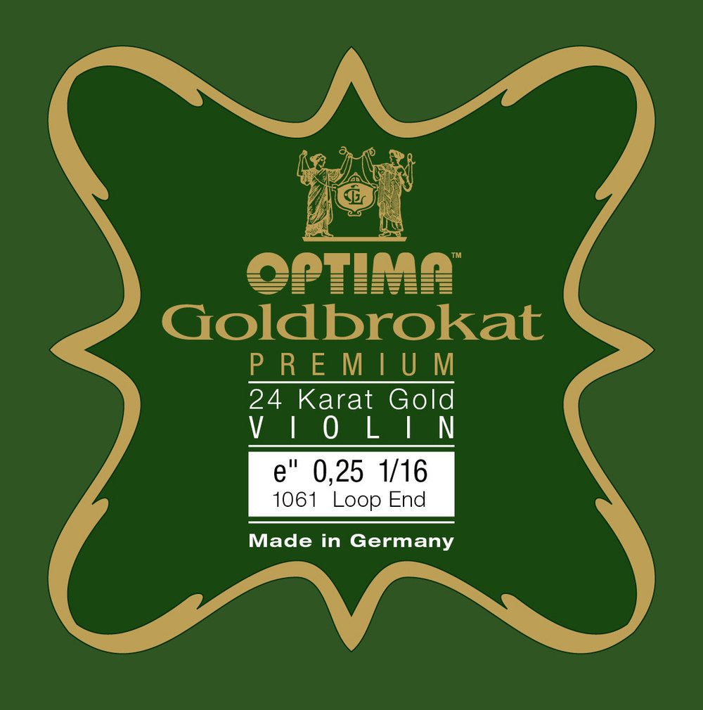 Optima Goldbrokat 24K Gold E-streng 1/16-fioliner, 0,25 mm, løkke